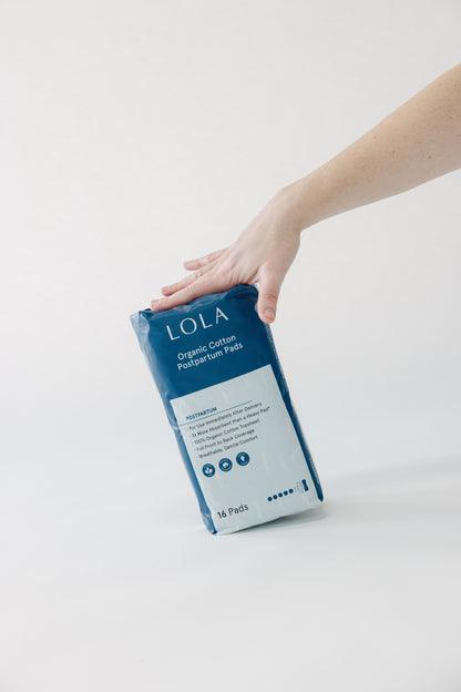 The Tush Premium Survival Bundle featuring clinical-grade support for the fourth trimester. Lola organic cotton postspartum pads.